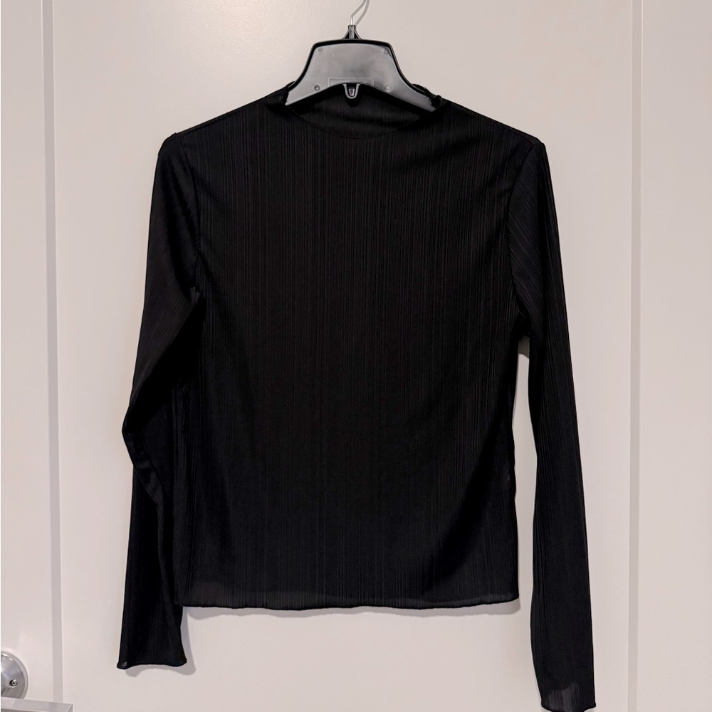 SHEIN Striped Mock Neck Blouse | Black